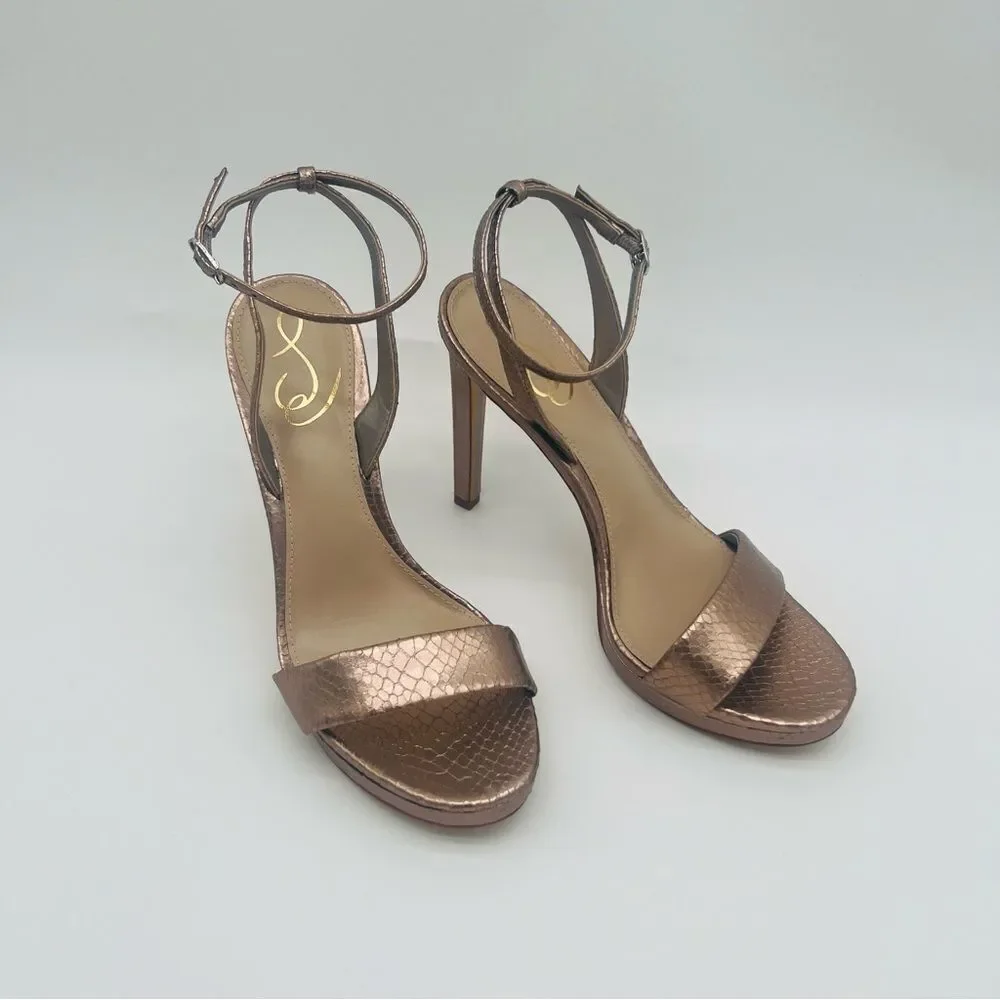 Sam Edelman | Jade Sandals | Snake Print | Rose Gold | Size 7.5 - Picture 1 of 10
